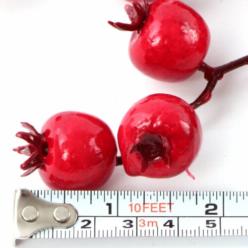 Artificial Holiday Red Berry Pick with 15 berries-10 (24 Pieces) Perspective: top
