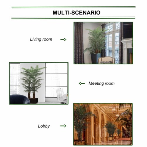 Artificial Silk Areca Palm Tree House Plant in Black Pot  8' Perspective: top