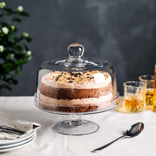 WHOLE HOUSEWARES Glass Cake Stand with Dome  Holder & Display, 10.7 H x  11.5 L x 11.5 W - Kroger