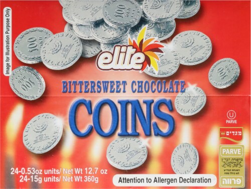 Elite Bittersweet Chocolate Coins Perspective: top