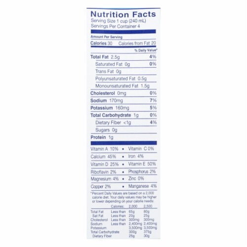 Almond Breeze - Almond Milk - Unsweetened Original - Case of 12 - 32 fl oz. Perspective: top