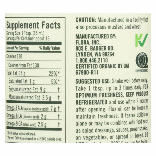 Flora - Flax Oil - 1 Each -8.5 oz. Perspective: top