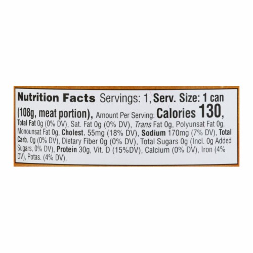 Natural Sea Wild Yellowfin Tuna, Unsalted, Chunk Light - Case of 12 - 5 oz. Perspective: top
