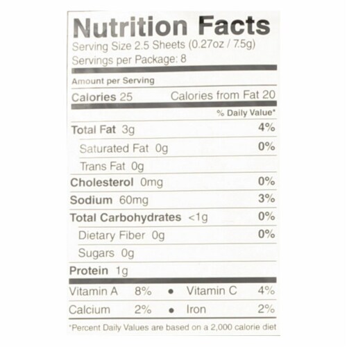Seasnax Organic Premium Roasted Seaweed Snack - Original - Case of 4 - 2.16 oz. Perspective: top