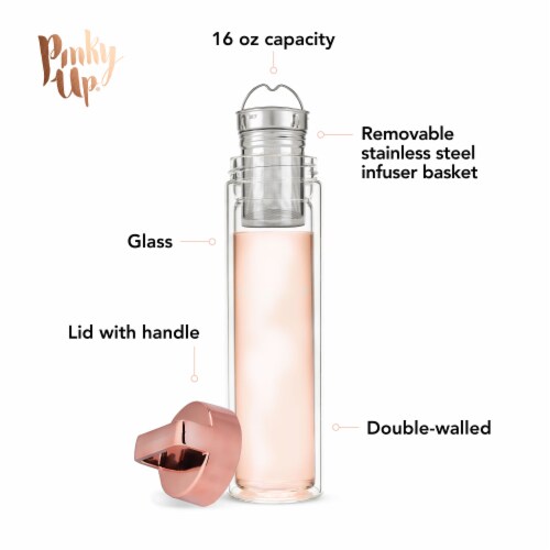 Dylanâ„¢ Rose Gold Glass Travel Infuser Mug Perspective: top