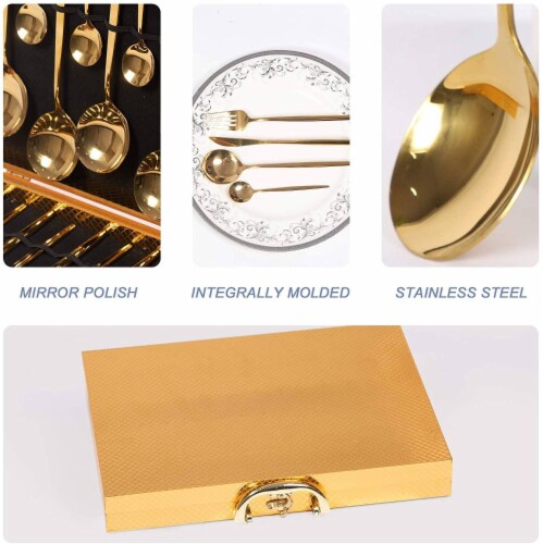 Set 24 Pieces Silverware Stainless Steel Cutlery Set Include Knife Perspective: top