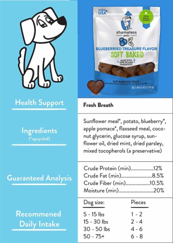 Natural, Grain-Free Dog Biscuits | Made w/Upcycled Ingredients in USA | Blueberried Treasure Perspective: top
