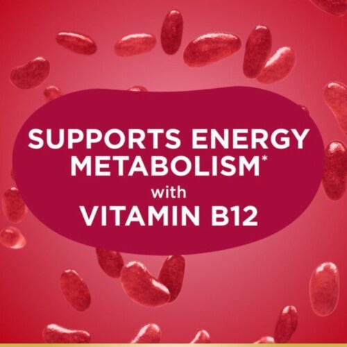 Vitamin B12 for Energy Metabolism Jelly Beans; Cherry; 80 Count Perspective: top