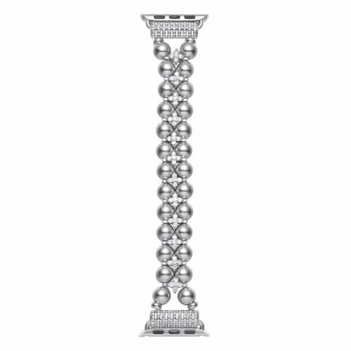 Aurora Silver Faux Pearl Band for Apple Watch Series 1,2,3,4,5,6 & SE - Size 42mm/44mm Perspective: top