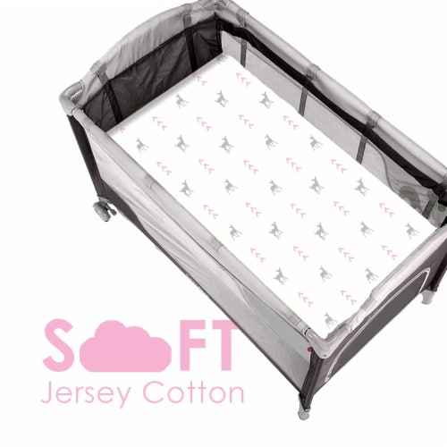 Pack N Play Sheets 3-Pack | Soft & Stretchy Jersey Cotton Fitted Mini Crib Sheet | Deer Perspective: top