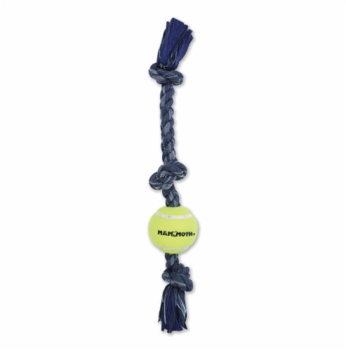 Mammoth® Floss Chews® Denim Rope 3 Knot Tug Dog Toy with Ball Perspective: top
