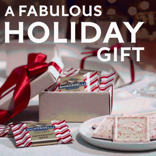 Ghirardelli® Limited Edition Peppermint Bark Squares Holiday Candy Bag Perspective: top