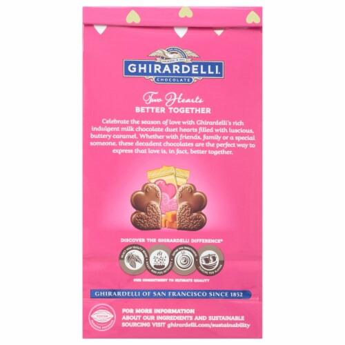 Ghirardelli® Milk Chocolate Caramel Duet Hearts Valentine Candy Perspective: top