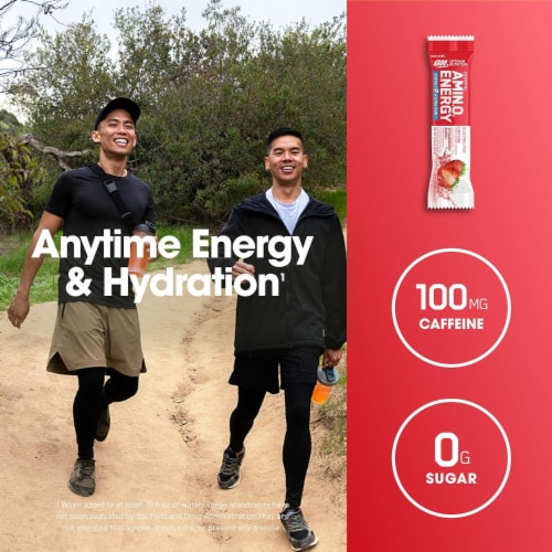Optimum Nutrition Amino Energy Strawberry Burst Stick Packs Perspective: top