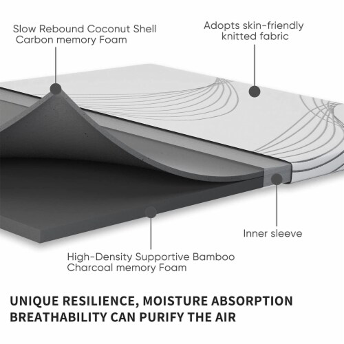 FlexPedic 2 Inch Coconut Shell Carbon Memory Foam Mattress Topper, Full Size Perspective: top