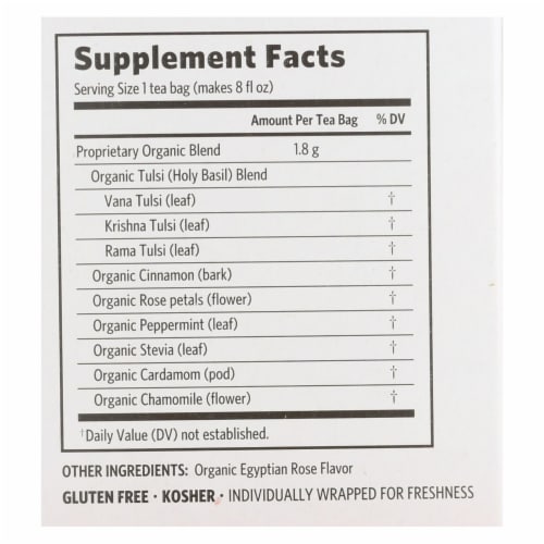 Organic India Tulsi Tea Cinnamon Rose - 18 Tea Bags - Case of 6 Perspective: top