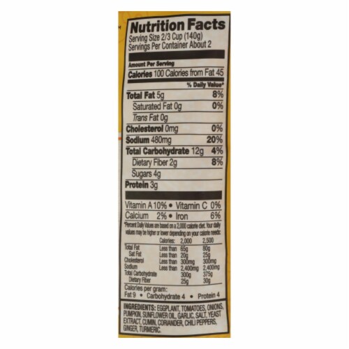 Tasty Bite Entree - Indian Cuisine - Punjab Eggplant - 10 oz - case of 6 Perspective: top