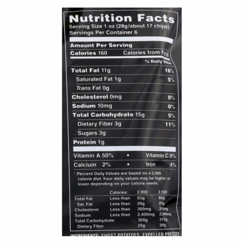 Terra Chips Sweet Potato Chips - Sweet Potato No Salt Added - Case of 12 - 6 oz. Perspective: top