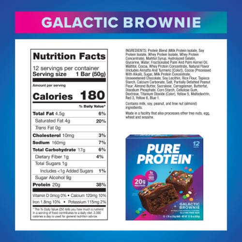 Pure Protein® Galactic Brownie Gluten Free Protein Bar Perspective: top