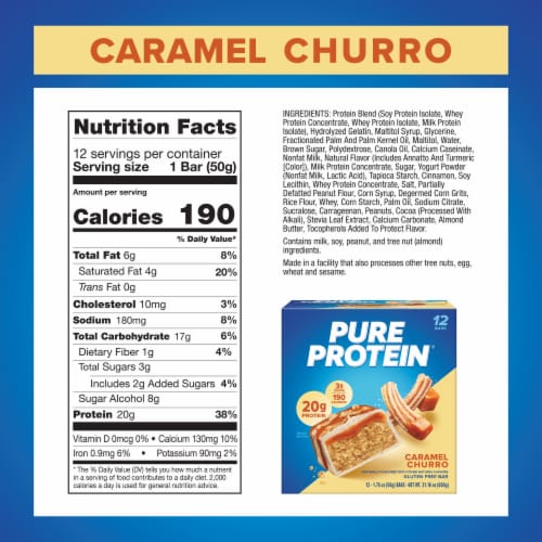 Pure Protein® Caramel Churro Gluten Free Protein Bars Perspective: top