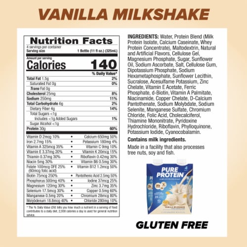 Pure Protein™ Vanilla Milkshake Complete Protein Shakes Perspective: top