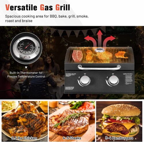 2 - Burner Liquid Propane 20000 BTU Gas Grill Perspective: top