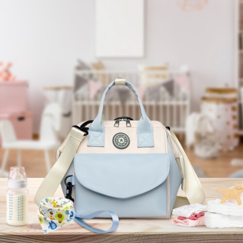 Baby Nappy Diaper Bag with 6 Pockets, Adjustable Shoulder Strap, and Detachable Small Bag Perspective: top