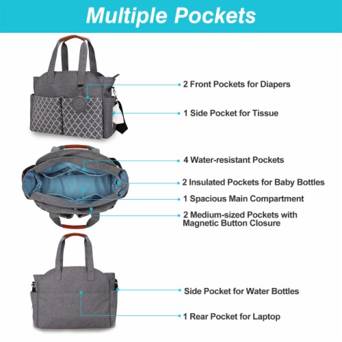 14-Pocket Diaper Bag With Adjustable Strap For Mom And Dad 14-Pocket Diaper Bag With Adjustable Strap For Mom And Dad