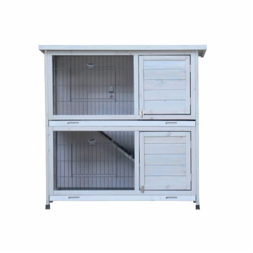 NEW SPACE - Outdoor 2-Story Rabbit Hutch with Run For Small Animals Perspective: top
