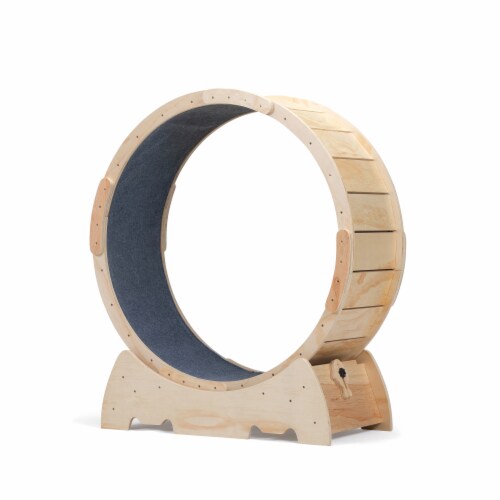 FX070 - Stylish Large Cat Running Wheel - Sturdy, Quiet, Lightweight, Natural Wood Color Perspective: top