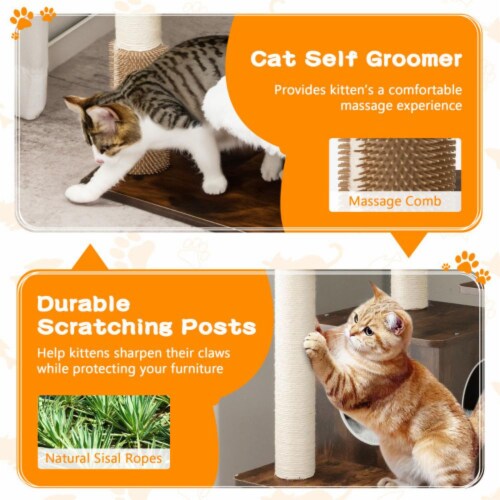 Hooya Imp.& Exp. - Wooden Multi-Layer Cat Tree with Scratch-Resistant Rope Perspective: top