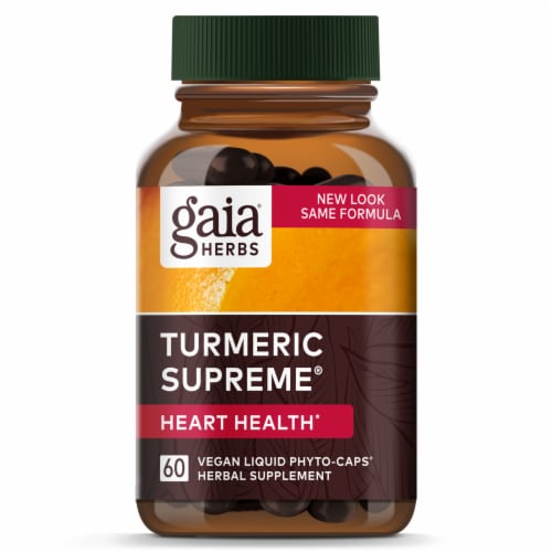 Gaia® Herbs Turmeric Supreme Heart Health Vegan Liquid Phyto-Caps Perspective: top