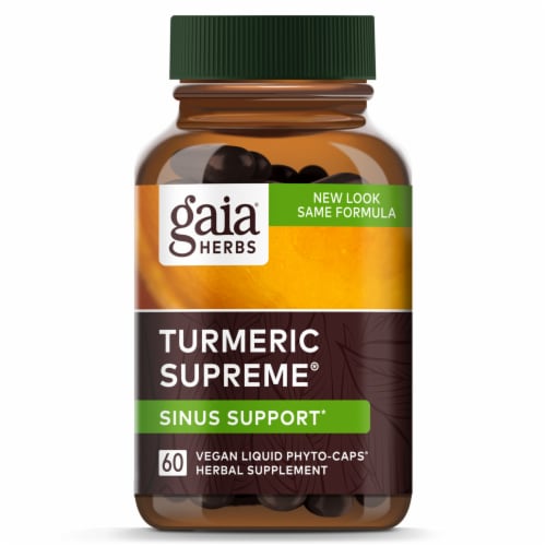 Gaia Herbs Turmeric Supreme Allergy Liquid Phyto-Caps Perspective: top
