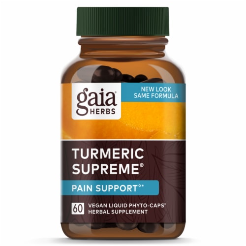 Gaia Herbs® Turmeric Supreme Pain Liquid Phyto-Caps Perspective: top