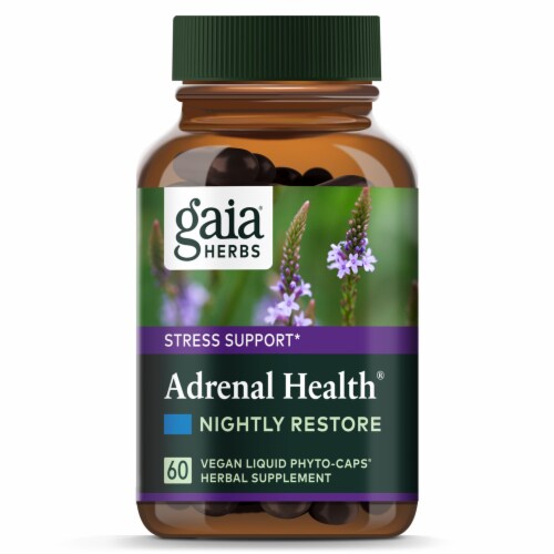 Gaia Herbs Adrenal Health Nightly Restore Liquid Phyto-Caps Perspective: top
