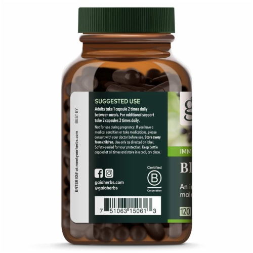 Gaia Herbs Black Elderberry Liquid Phyto Capsules 10g Perspective: top