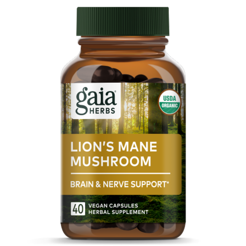 Gaia Herbs Lion's Mane Mushroom Brain and Nerve Support Supplements Perspective: top