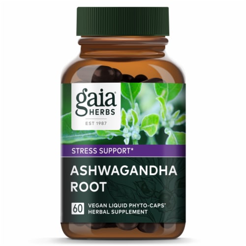 Gaia Herbs Ashwagandha Root Vegetarian Liquid Phyto Caps Perspective: top