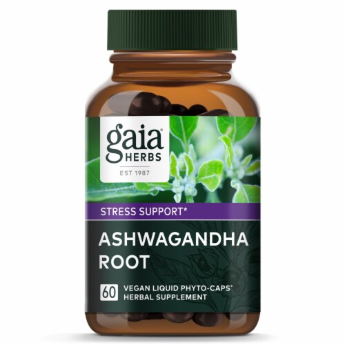 Gaia Herbs Ashwagandha Root Vegetarian Liquid Phyto Caps Perspective: top