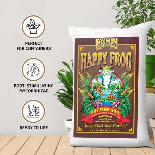 Foxfarm FX14047 Happy Frog Ph Adjusted Garden Potting Soil Mix, 2 Cubic Feet Perspective: top