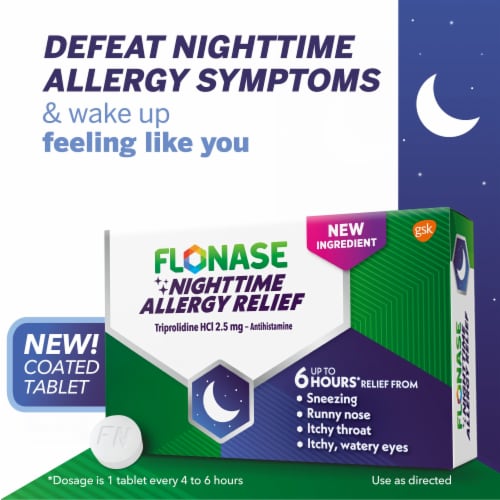 Flonase Night Time Triprolidine Allergy Relief Tablets (Pack of 24) Perspective: top
