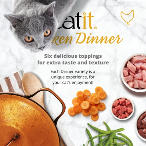 Catit Dinner Chicken W/Beef & Pupmkin Cat Wet Food, 2.8-oz Can (Pack of 2) Perspective: top