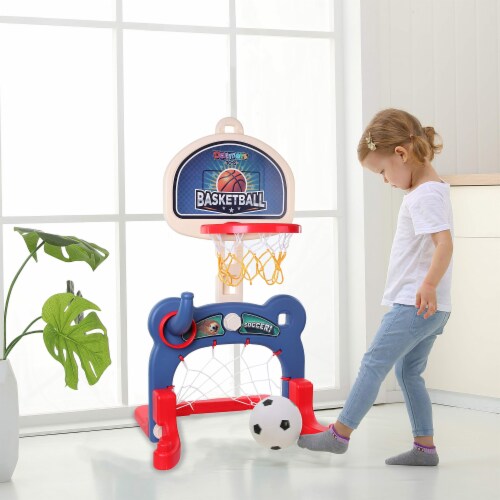 Dazmers 3-in-1 Kids Sports Playset - Includes Basketball Hoop, Soccer Goal And R Basketball Hoops