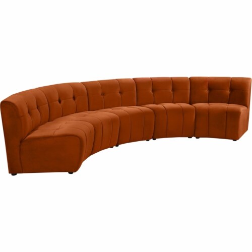 Meridian Furniture Limitless Cognac Velvet Modular 5 Piece Sectional Perspective: top