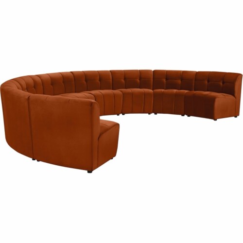 Meridian Furniture Limitless Cognac Velvet Modular 9 Piece Sectional Perspective: top