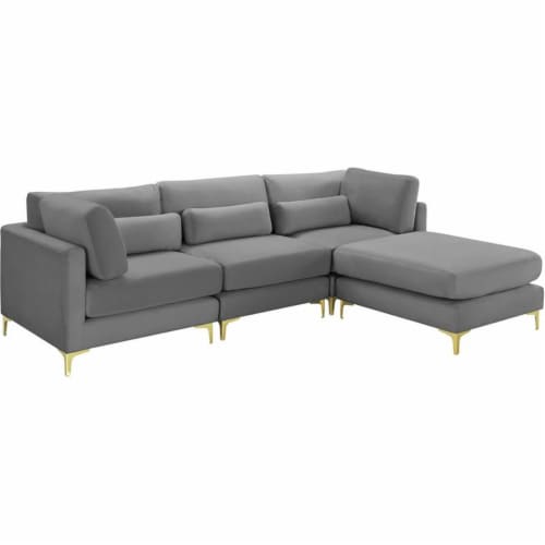 Meridian Furniture Julia Gray Velvet Modular Sectional Perspective: top