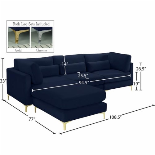 Meridian Furniture Julia Navy Velvet Modular Sectional Perspective: top