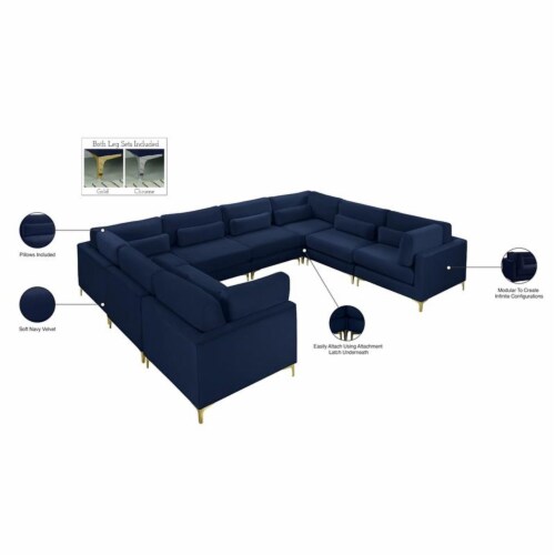 Meridian Furniture Julia Navy Velvet Modular Sectional Perspective: top