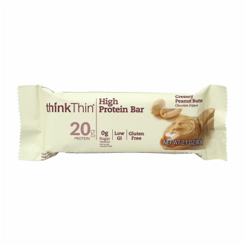 think! Creamy Peanut Butter Chocolate Dipped Protien Bars Perspective: top