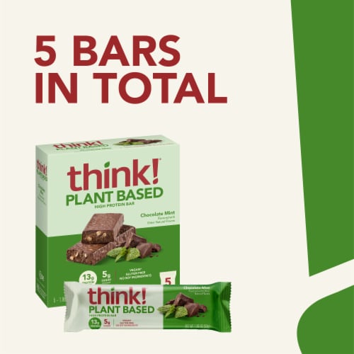 think! Plant Based Chocolate Mint High Protein Bars Perspective: top
